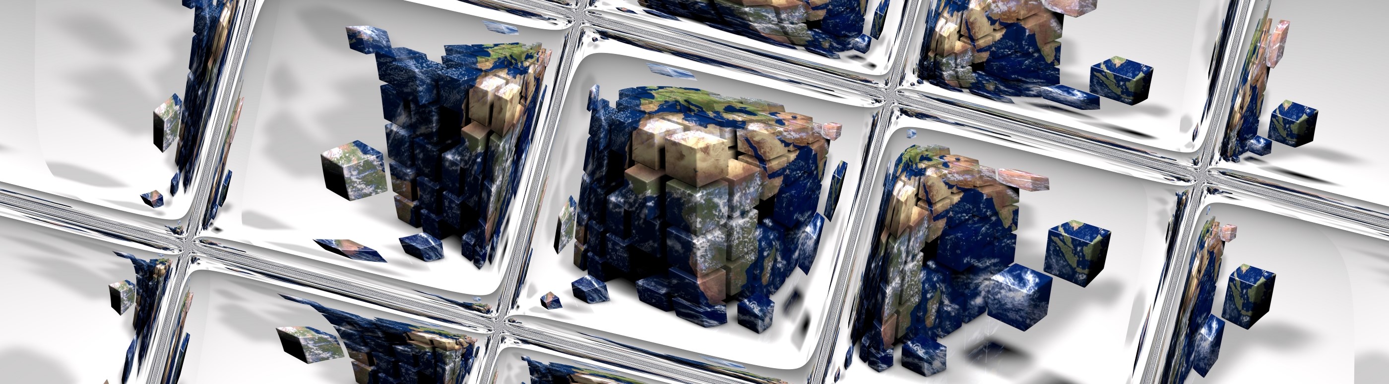 A blurry image of a cube-shaped globe
